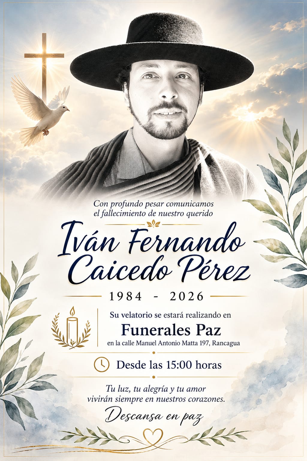 Información Velatorio Docente Iván Caicedo